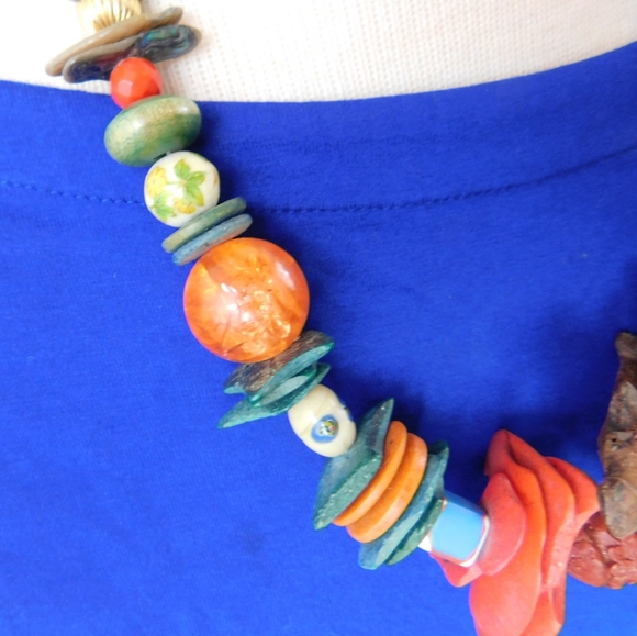 Tribal set, boho, elephant necklace, earrings - Picture 5 of 8